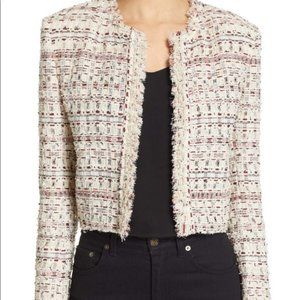 IRO Locali Cropped Tweed Jacket Raw Hem Unlined